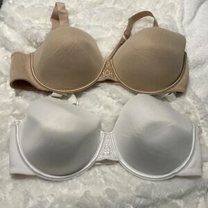 Vanity Fair 2 Bra Bundle, Beige & White, Full figured bra, Underwire, 42D #76380